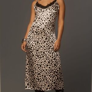 Anthropologie Vintage Y2K Inspired Dalmatian Print Slip Dress Size Medium
